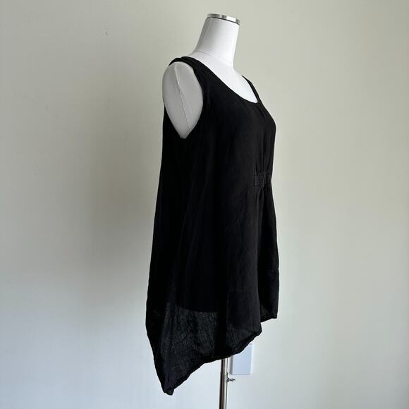 Bodil Linen Top Womens Small Lagenlook Asymmetric Cottage Flowy Boho Coastal - Picture 10 of 13